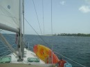 We picked up a mooring off the tip of that sandbar-the western tip of Vieques